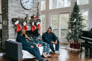 happy family enjoying each other's company on a Christmas morning